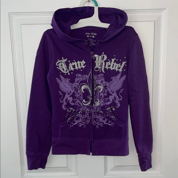 Star Ride Purple Graphic Zip-Up Hoodie - Picture 1 of 5